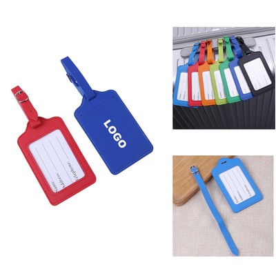 Custom Leather Luggage Tags with Clear Window