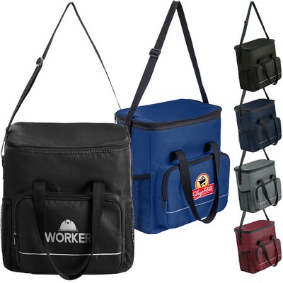 600D Insulated Lunch Bag with Side Mesh Pocket & Double Handles