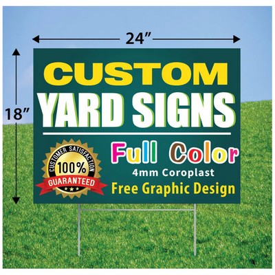 Full Color 18" X 24" Yard Signs with H Stakes